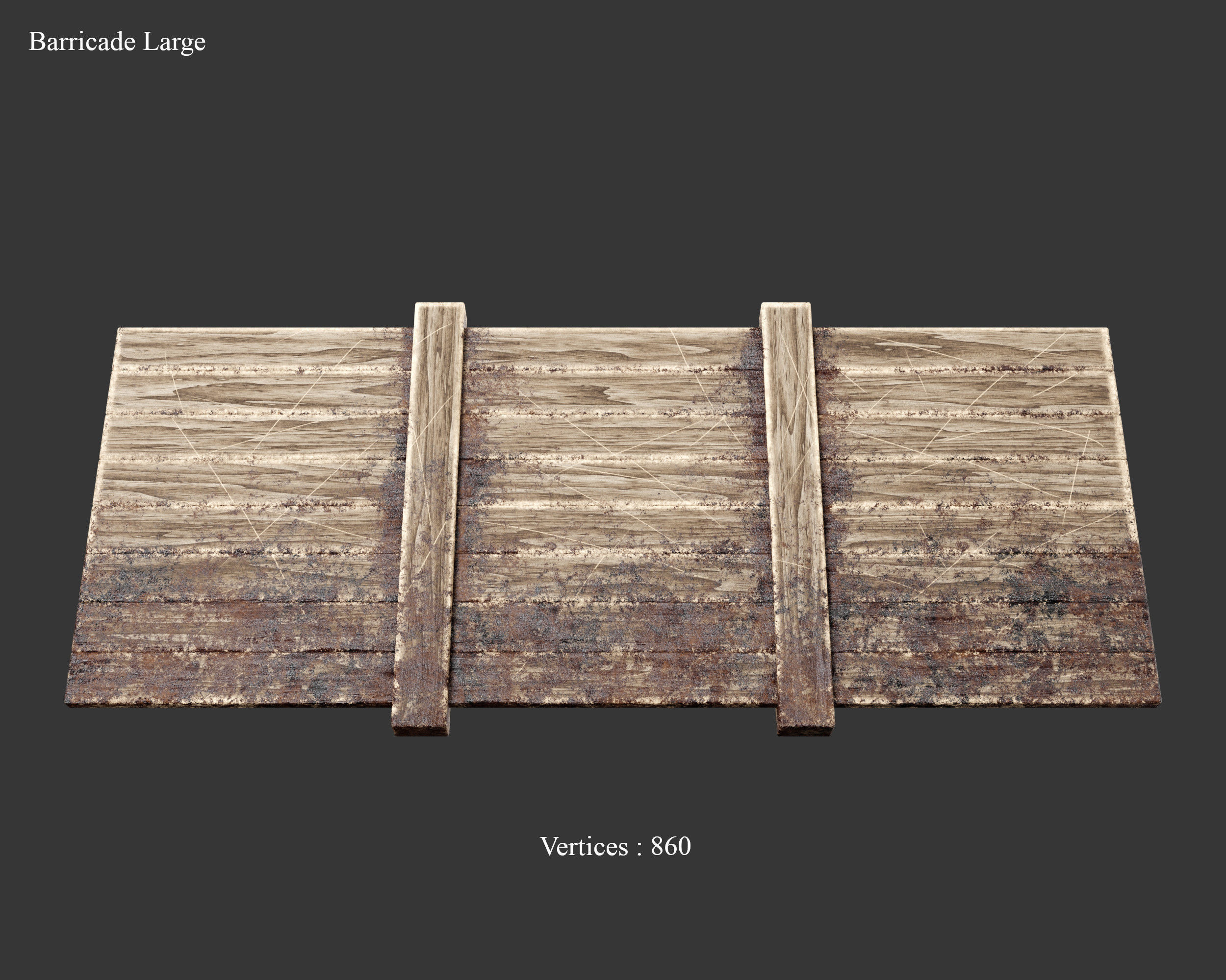 Medieval Defense Wood Barricade Low-poly 3D model_3