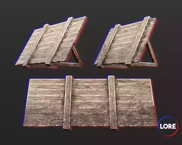 Medieval Defense Wood Barricade Low-poly 3D model