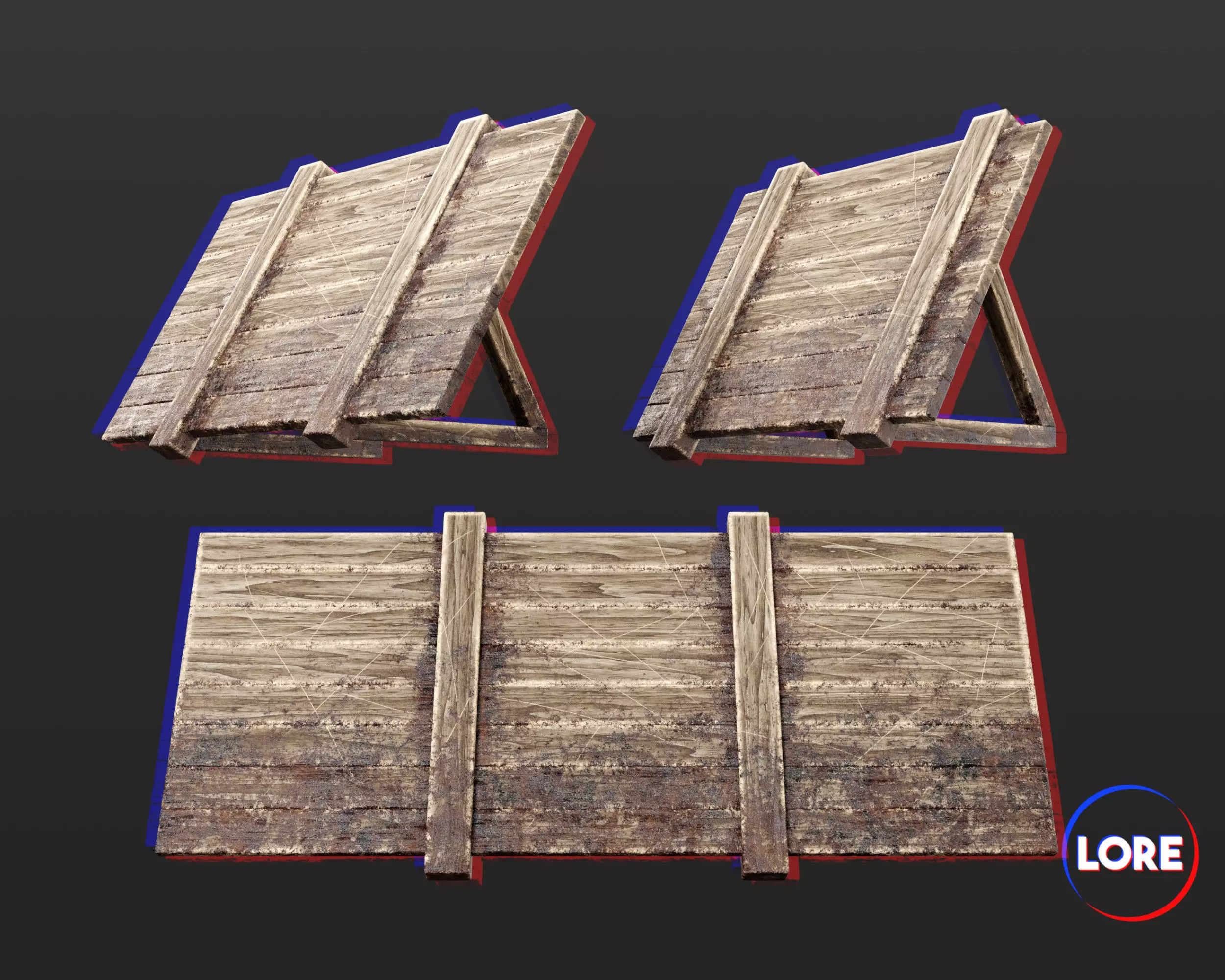 Medieval Defense Wood Barricade Low-poly 3D model_0