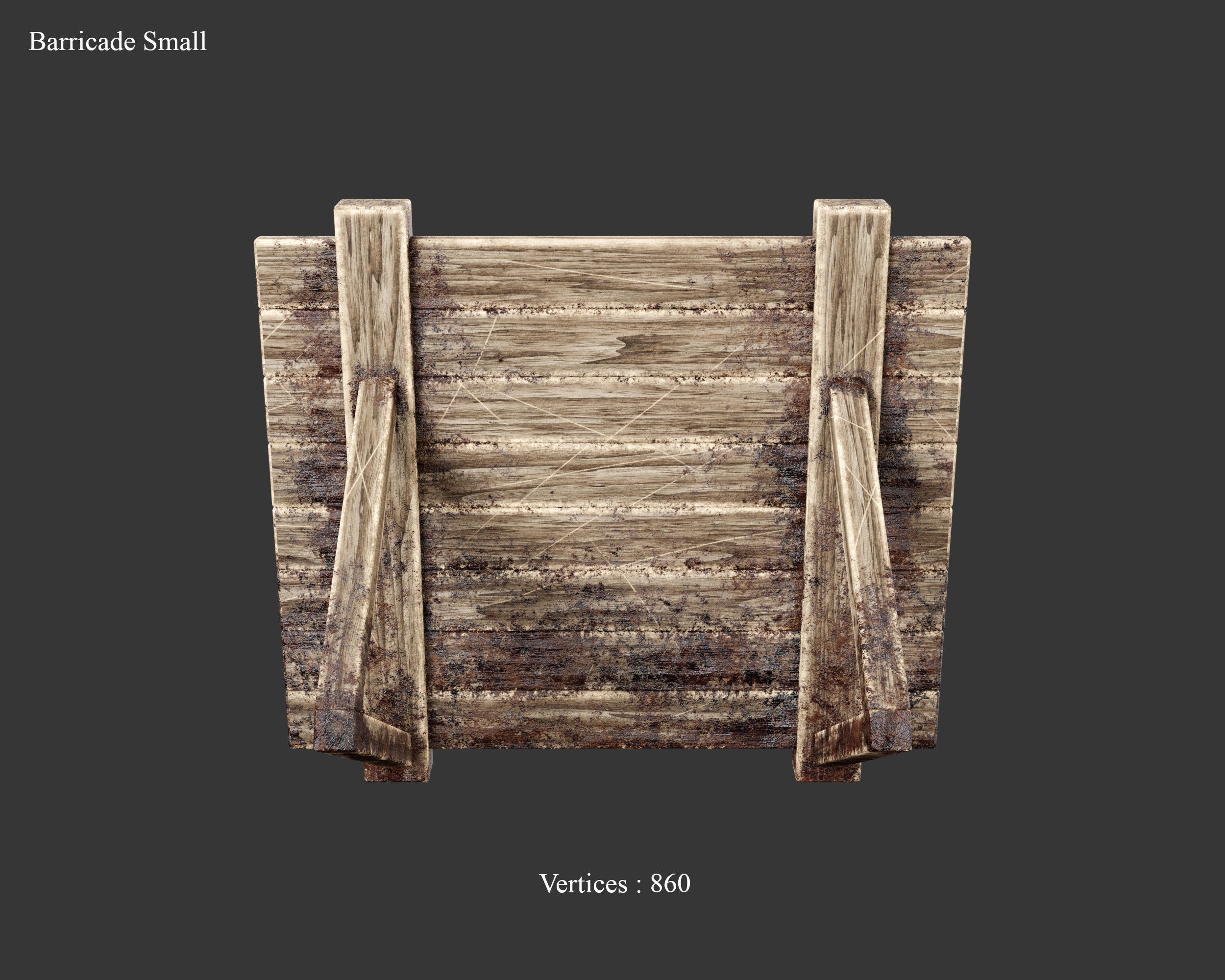 Medieval Defense Wood Barricade Low-poly 3D model_18