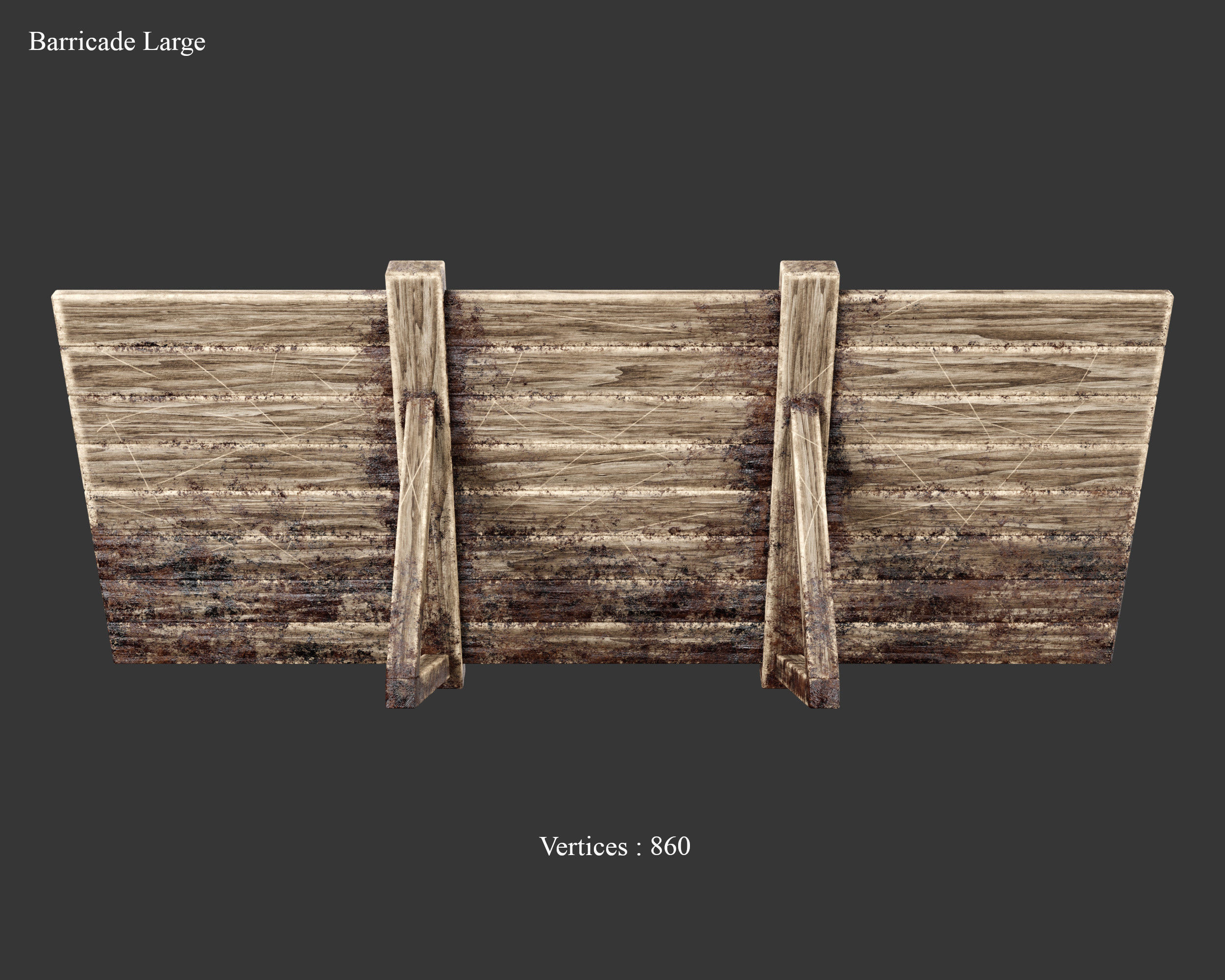 Medieval Defense Wood Barricade Low-poly 3D model_6