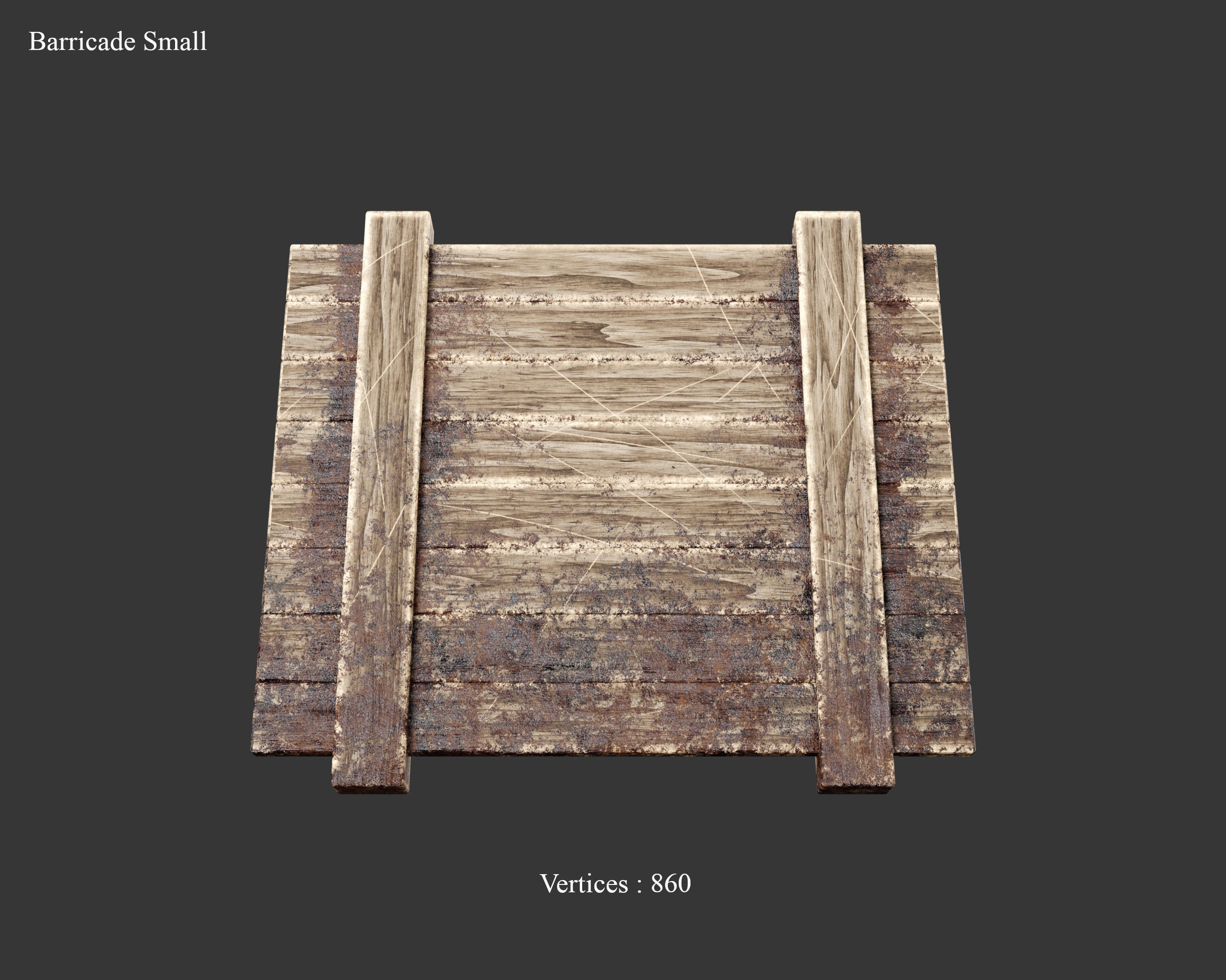 Medieval Defense Wood Barricade Low-poly 3D model_15