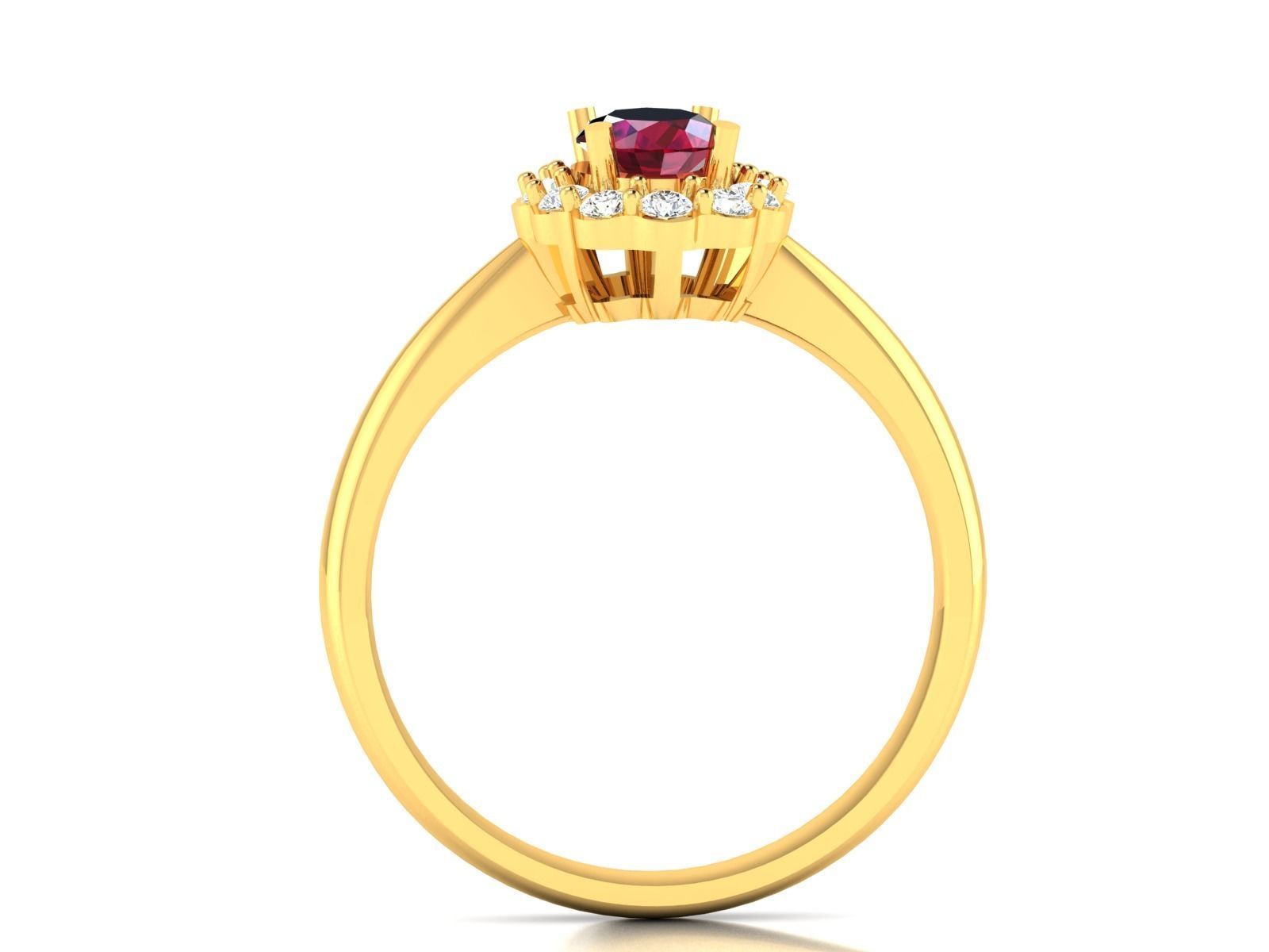 Solitaire Engagement Wedding Oval Stone Ring 3D print model_4