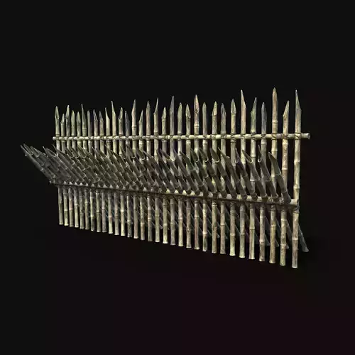 BAMBOO PALISADE FENCE WALLS SURVIVAL FORT GUARD CONSTRUCTION AAA Low-poly 3D model