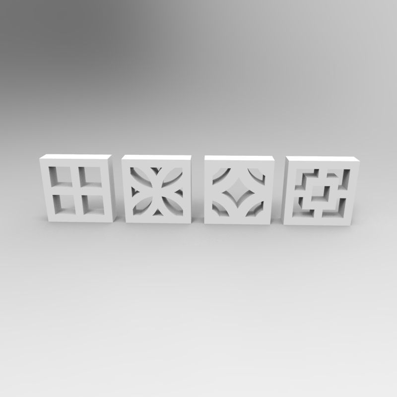 Balcony concrete blocks 4 types - 1-35 scale dioramas accessory 3D print model_10