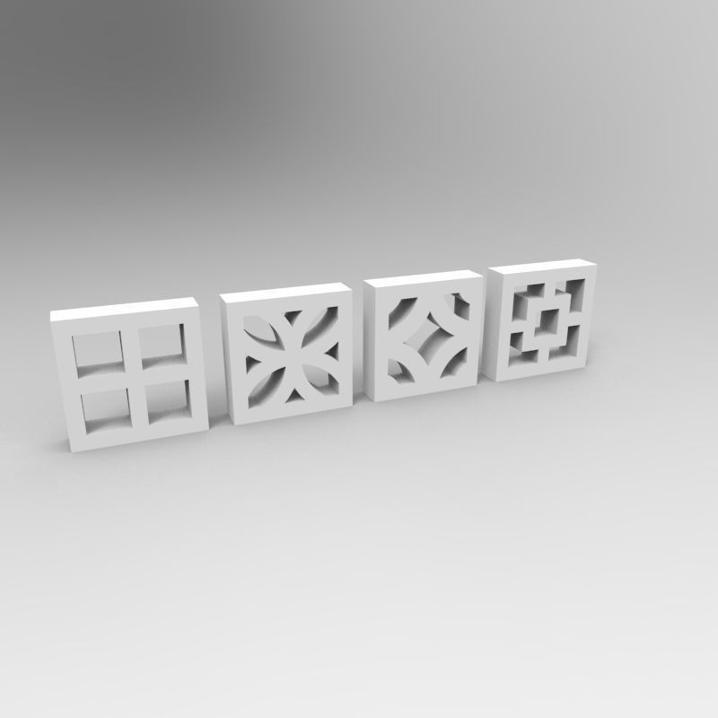 Balcony concrete blocks 4 types - 1-35 scale dioramas accessory 3D print model_9