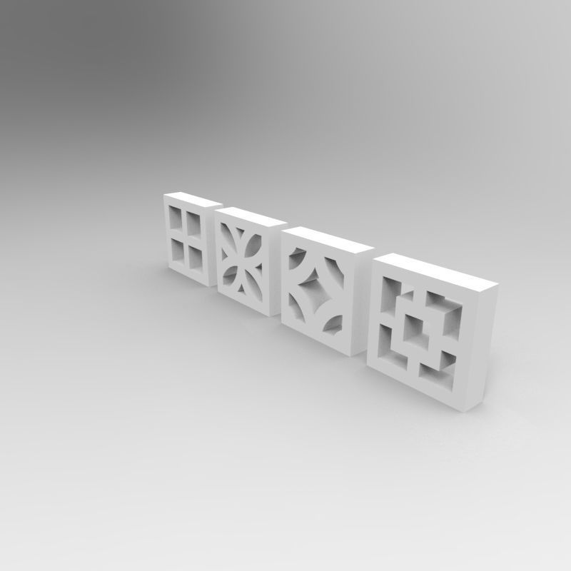 Balcony concrete blocks 4 types - 1-35 scale dioramas accessory 3D print model_12