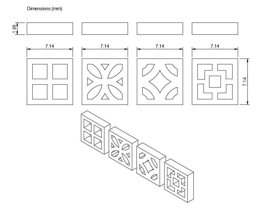 Balcony concrete blocks 4 types - 1-35 scale dioramas accessory 3D print model_1