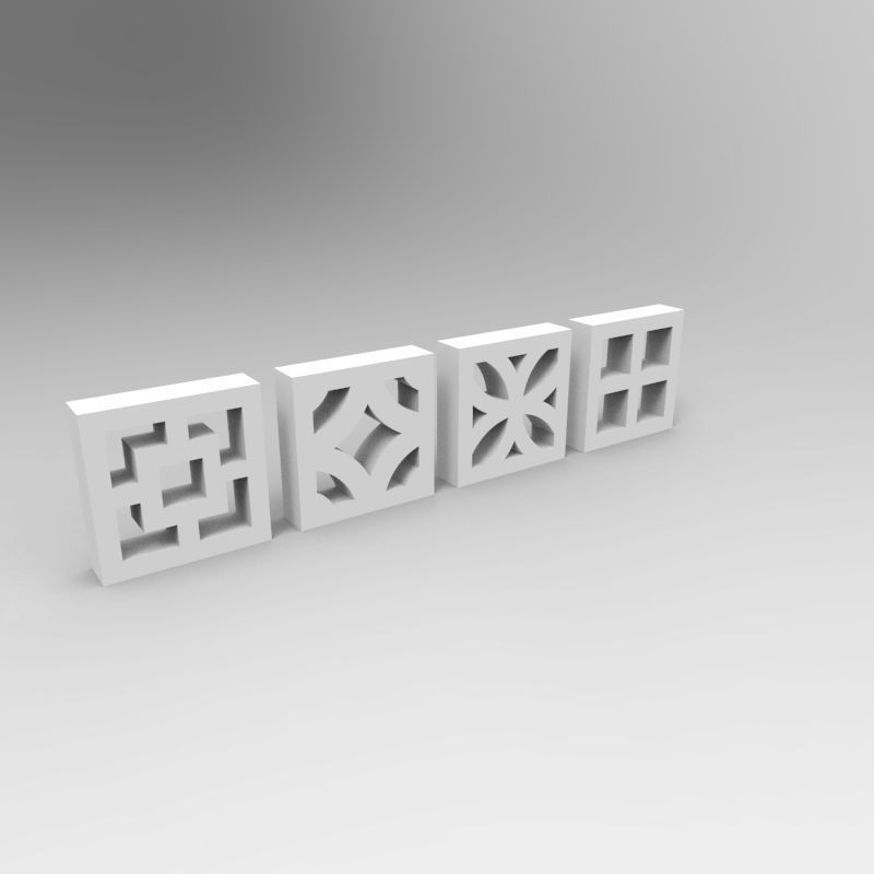 Balcony concrete blocks 4 types - 1-35 scale dioramas accessory 3D print model_16