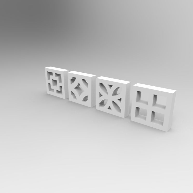 Balcony concrete blocks 4 types - 1-35 scale dioramas accessory 3D print model_4