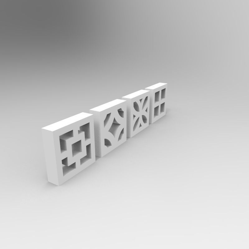 Balcony concrete blocks 4 types - 1-35 scale dioramas accessory 3D print model_15