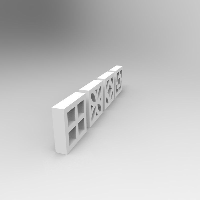 Balcony concrete blocks 4 types - 1-35 scale dioramas accessory 3D print model_7