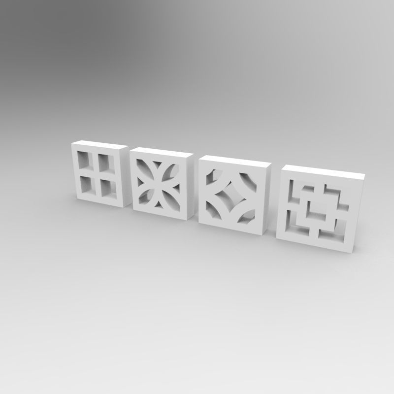 Balcony concrete blocks 4 types - 1-35 scale dioramas accessory 3D print model_11