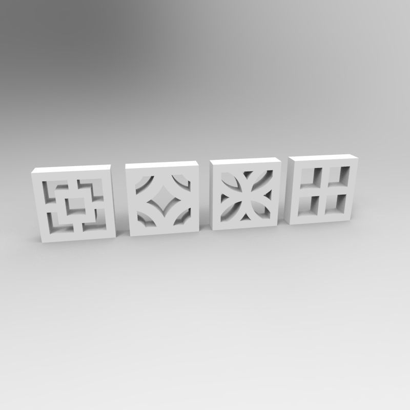 Balcony concrete blocks 4 types - 1-35 scale dioramas accessory 3D print model_17