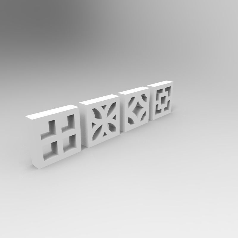 Balcony concrete blocks 4 types - 1-35 scale dioramas accessory 3D print model_8