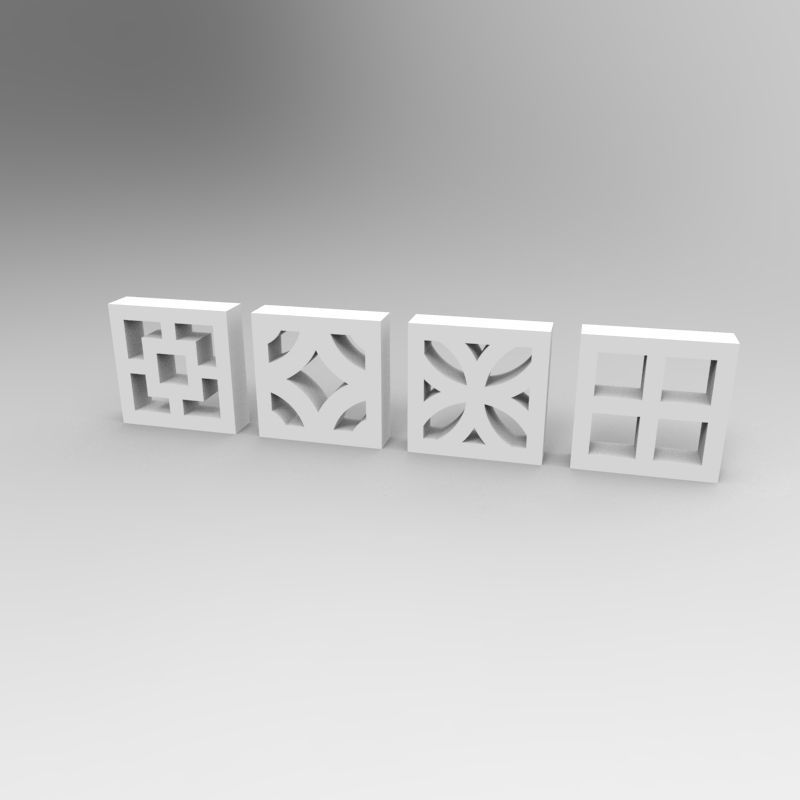 Balcony concrete blocks 4 types - 1-35 scale dioramas accessory 3D print model_3