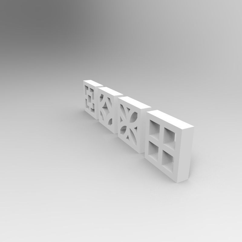 Balcony concrete blocks 4 types - 1-35 scale dioramas accessory 3D print model_5