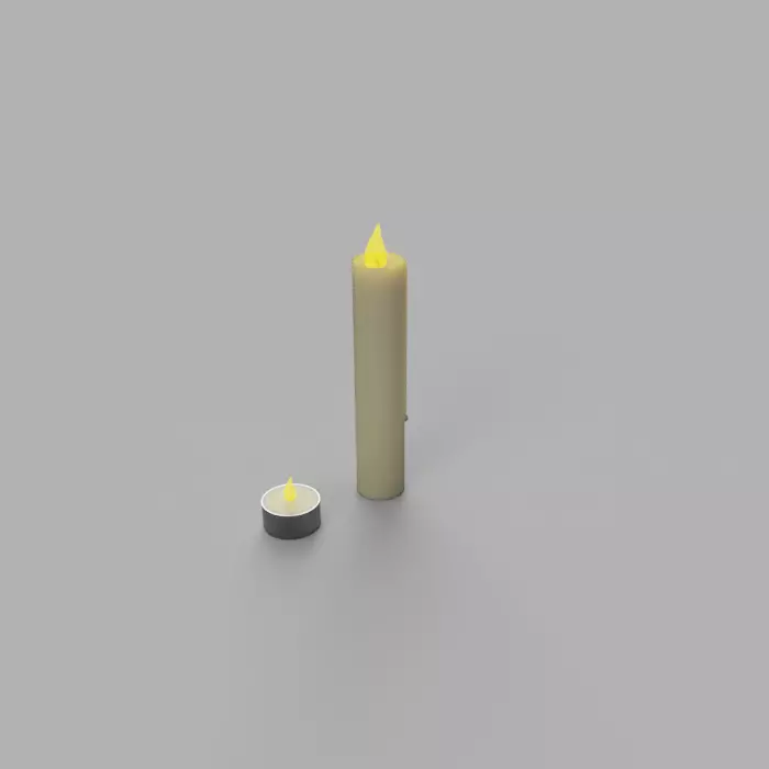 Simple Tea Light And Stick Candle 3D model_0