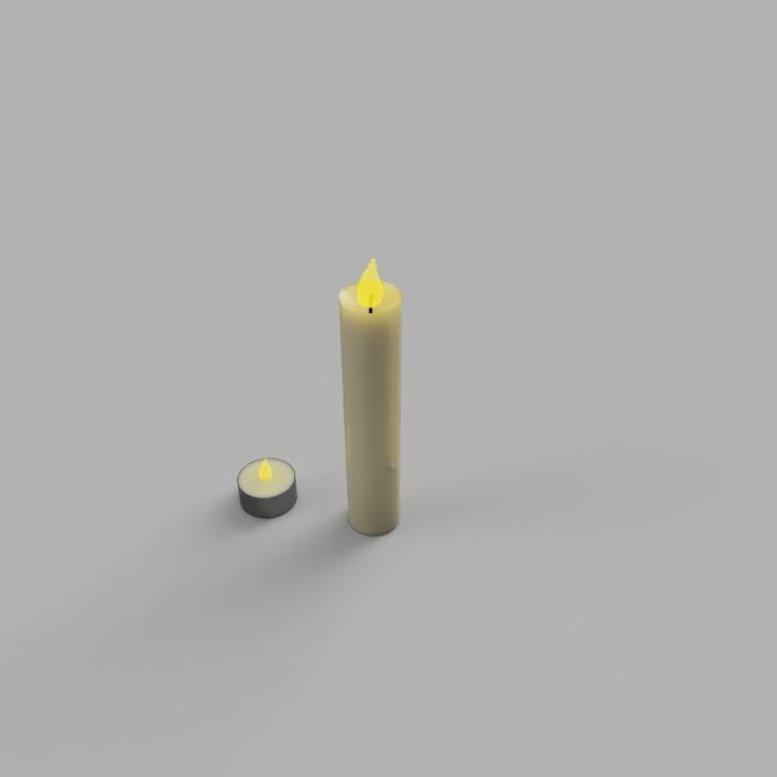 Simple Tea Light And Stick Candle 3D model_1