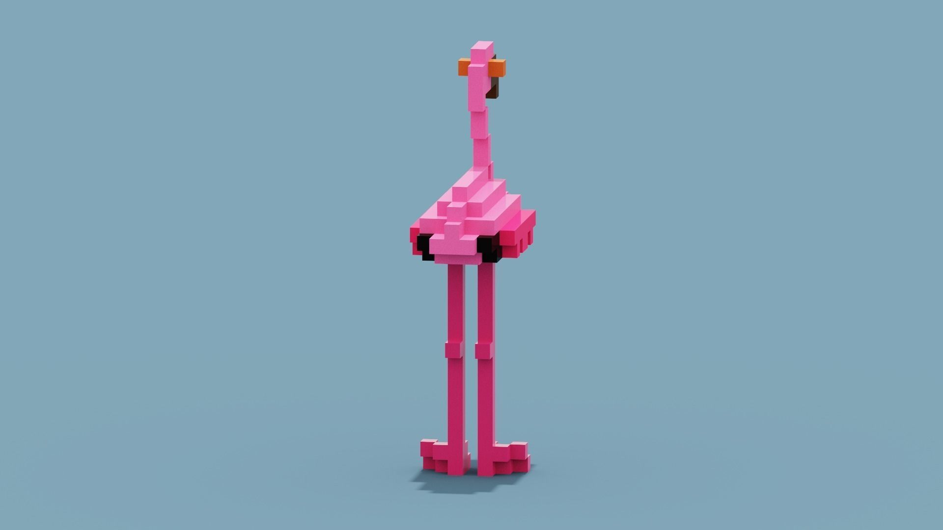 Voxel Flamingo Low-poly 3D model_4