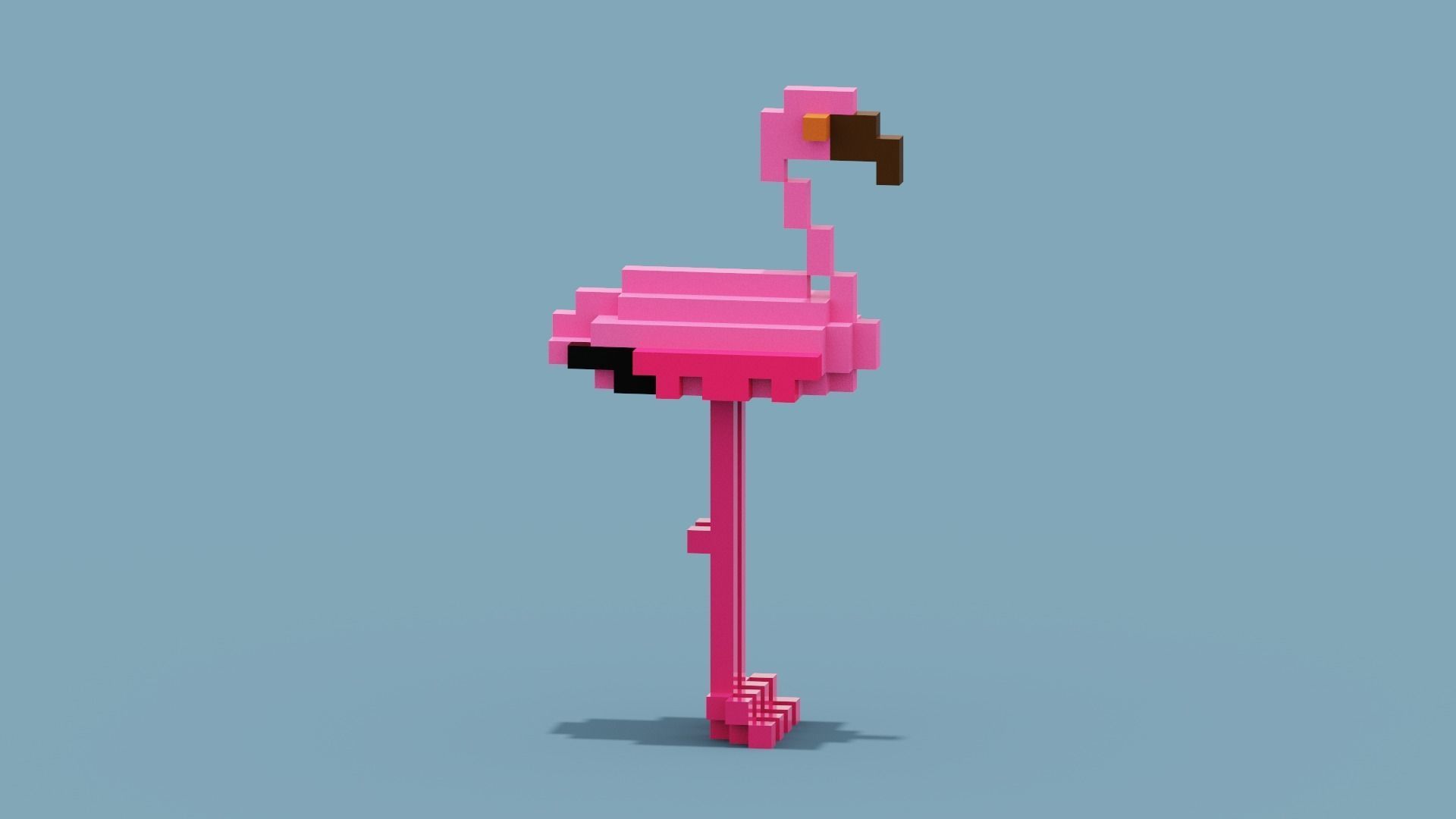 Voxel Flamingo Low-poly 3D model_7