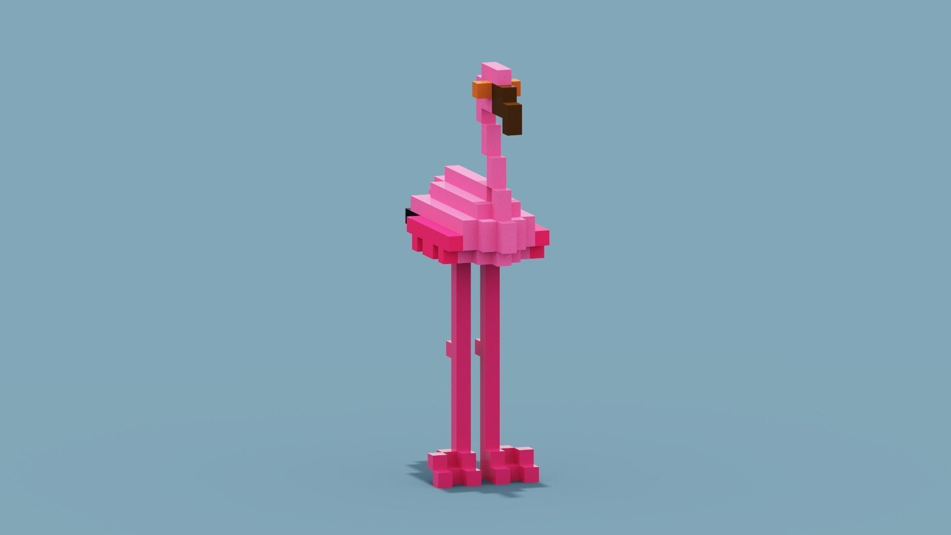 Voxel Flamingo Low-poly 3D model_9