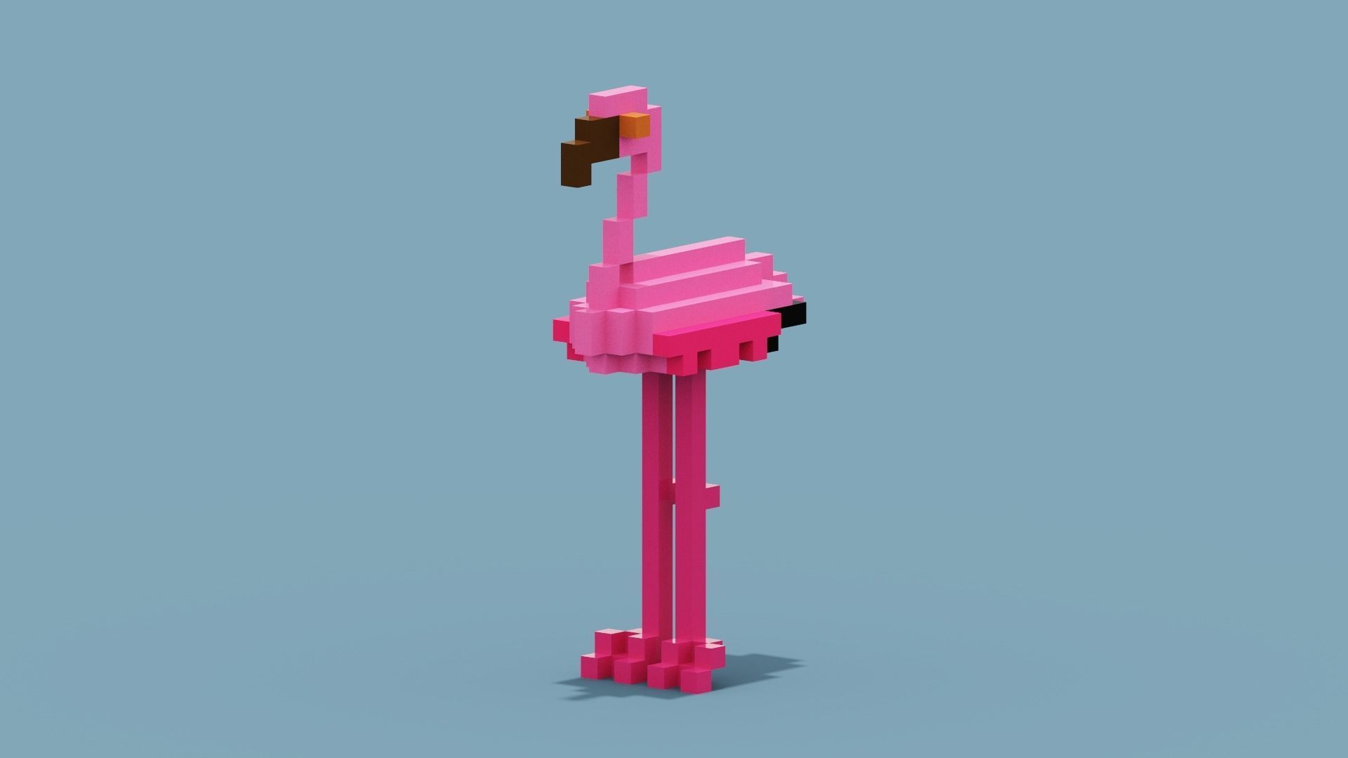 Voxel Flamingo Low-poly 3D model_11