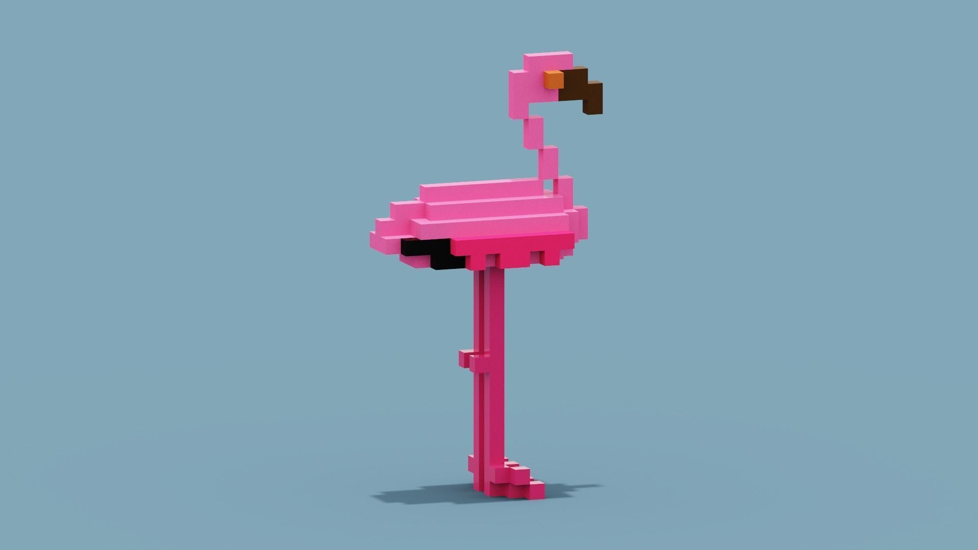 Voxel Flamingo Low-poly 3D model_6