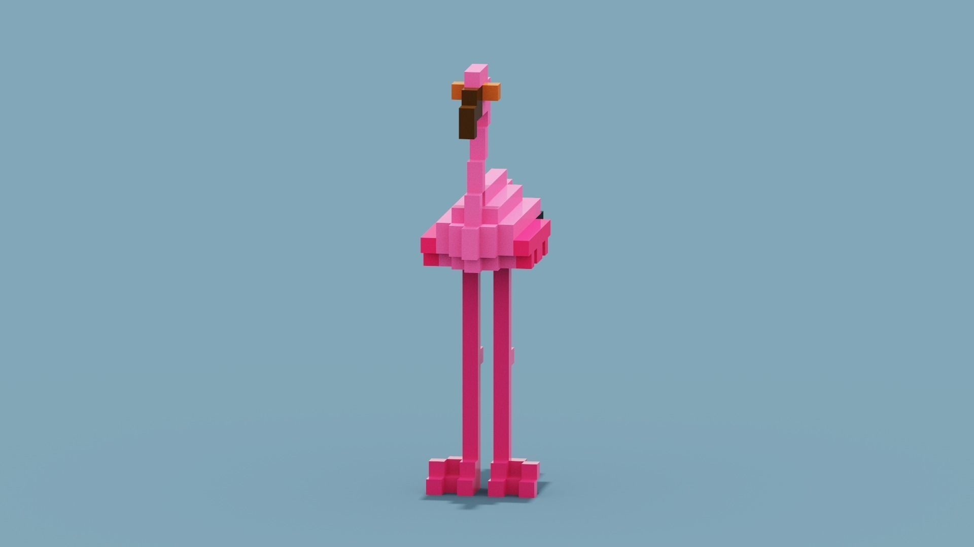 Voxel Flamingo Low-poly 3D model_10