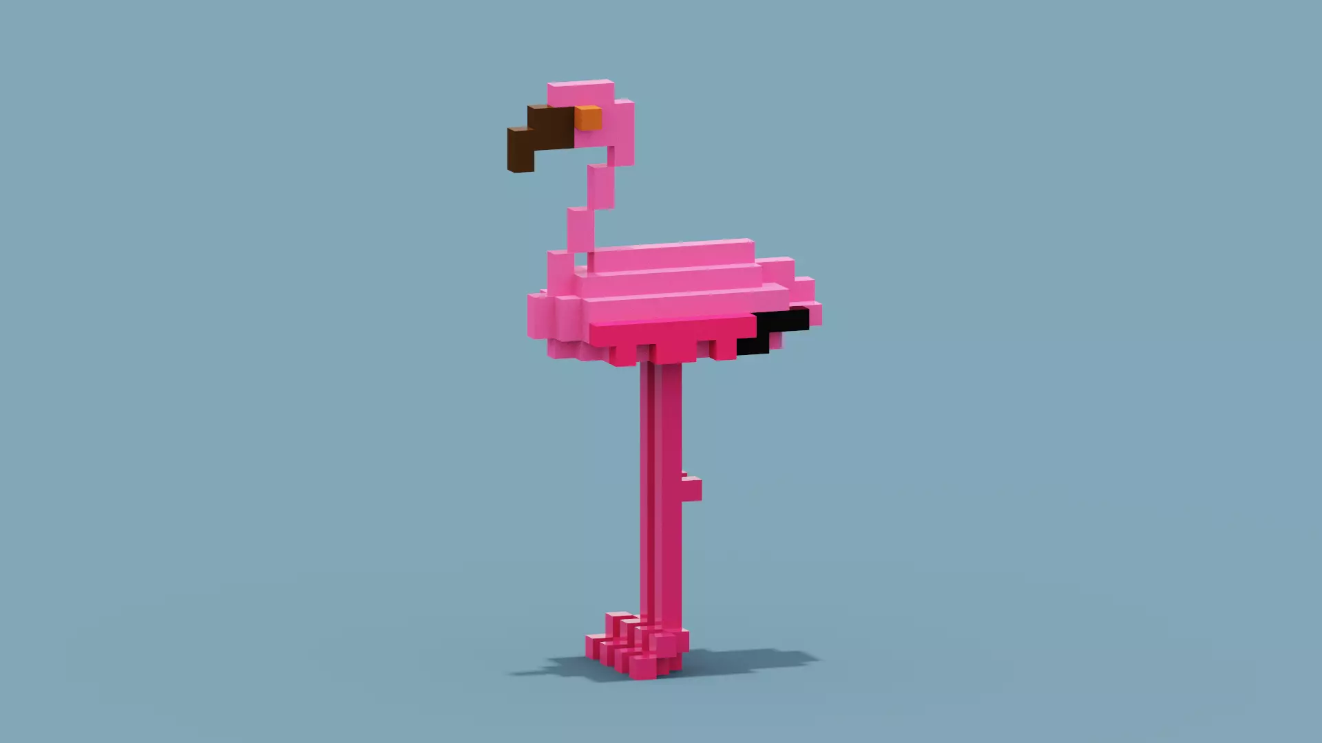 Voxel Flamingo Low-poly 3D model_0