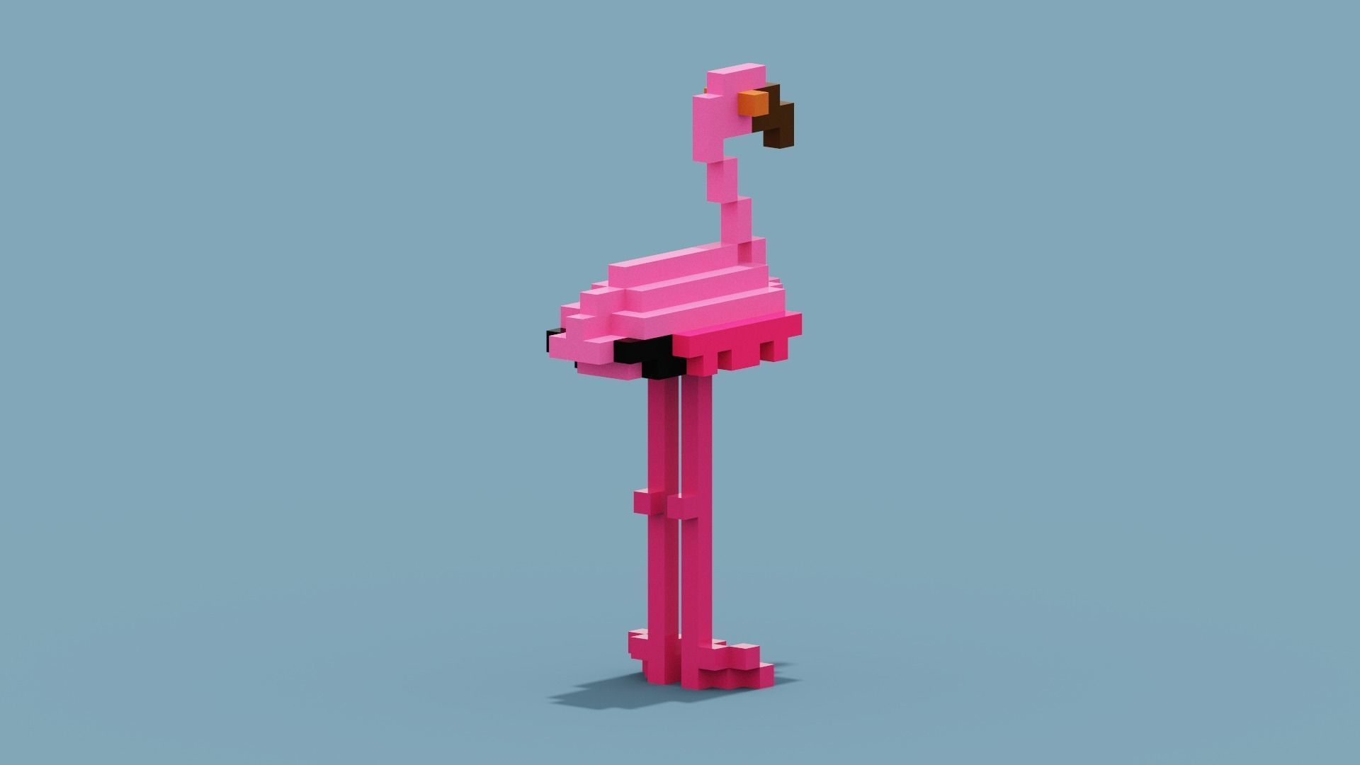Voxel Flamingo Low-poly 3D model_5