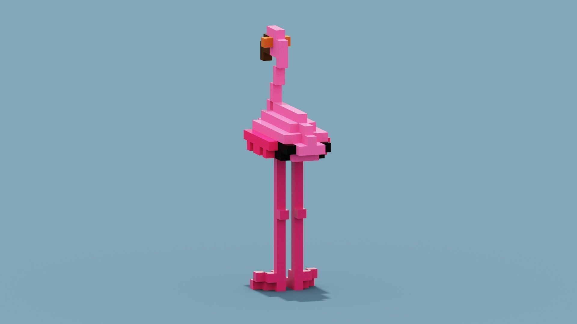 Voxel Flamingo Low-poly 3D model_3