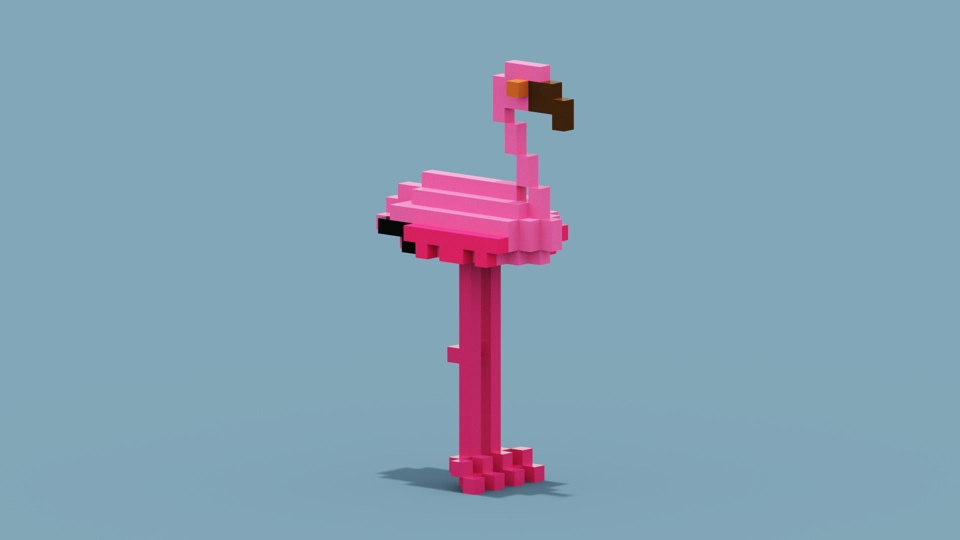 Voxel Flamingo Low-poly 3D model_8