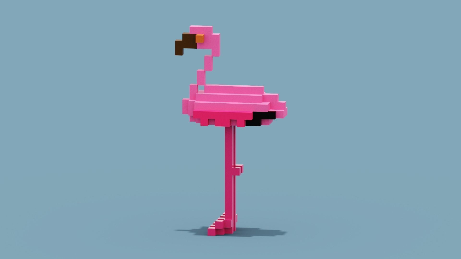 Voxel Flamingo Low-poly 3D model_1