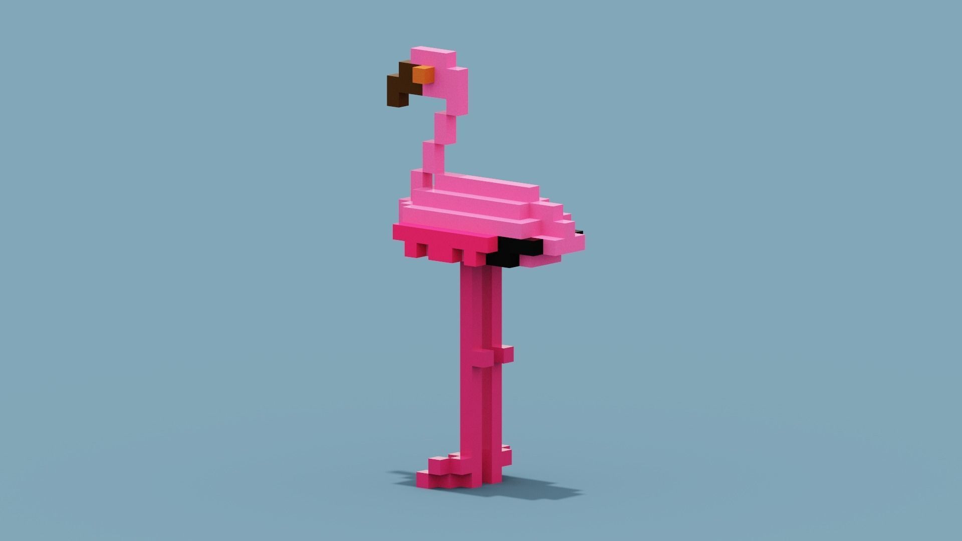 Voxel Flamingo Low-poly 3D model_2