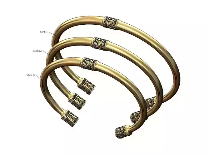 Diamond Greek key ornament cuff bracelet Sizes L M S