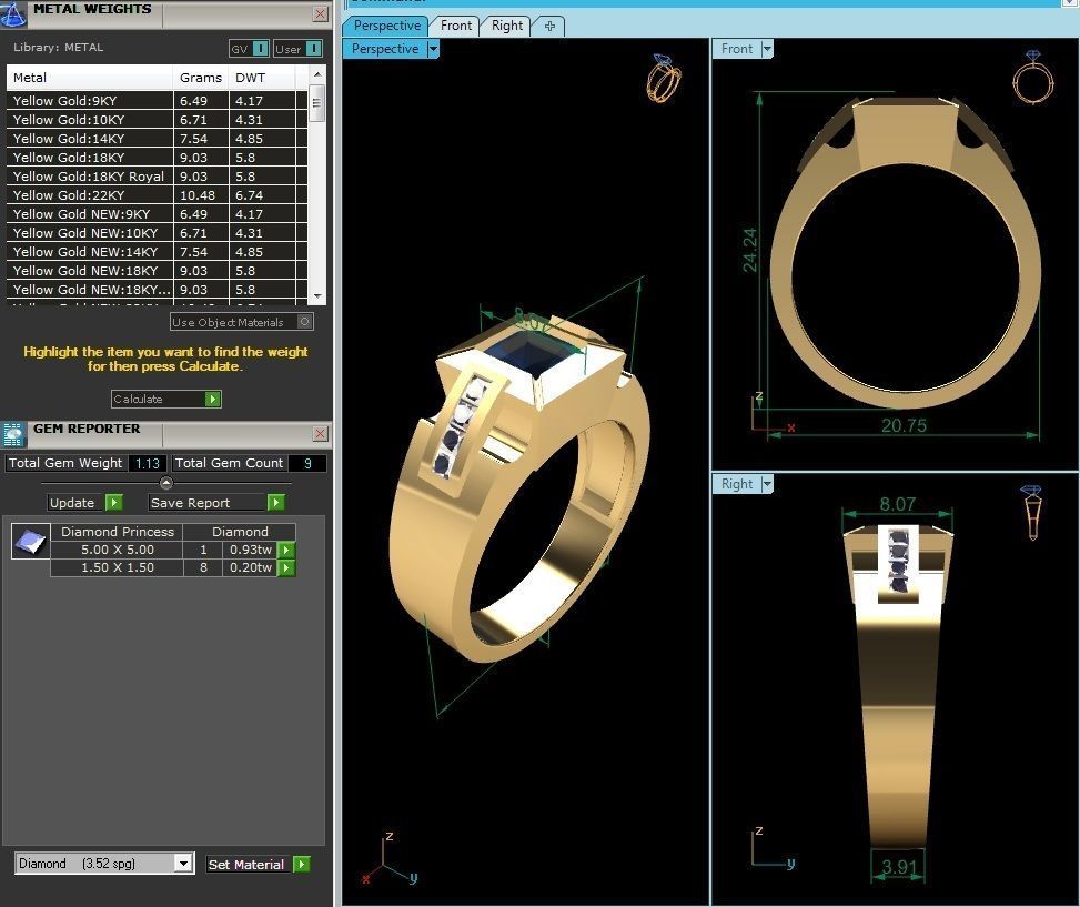 Solitaire Engagement Wedding Princess Ring 3D print model_6
