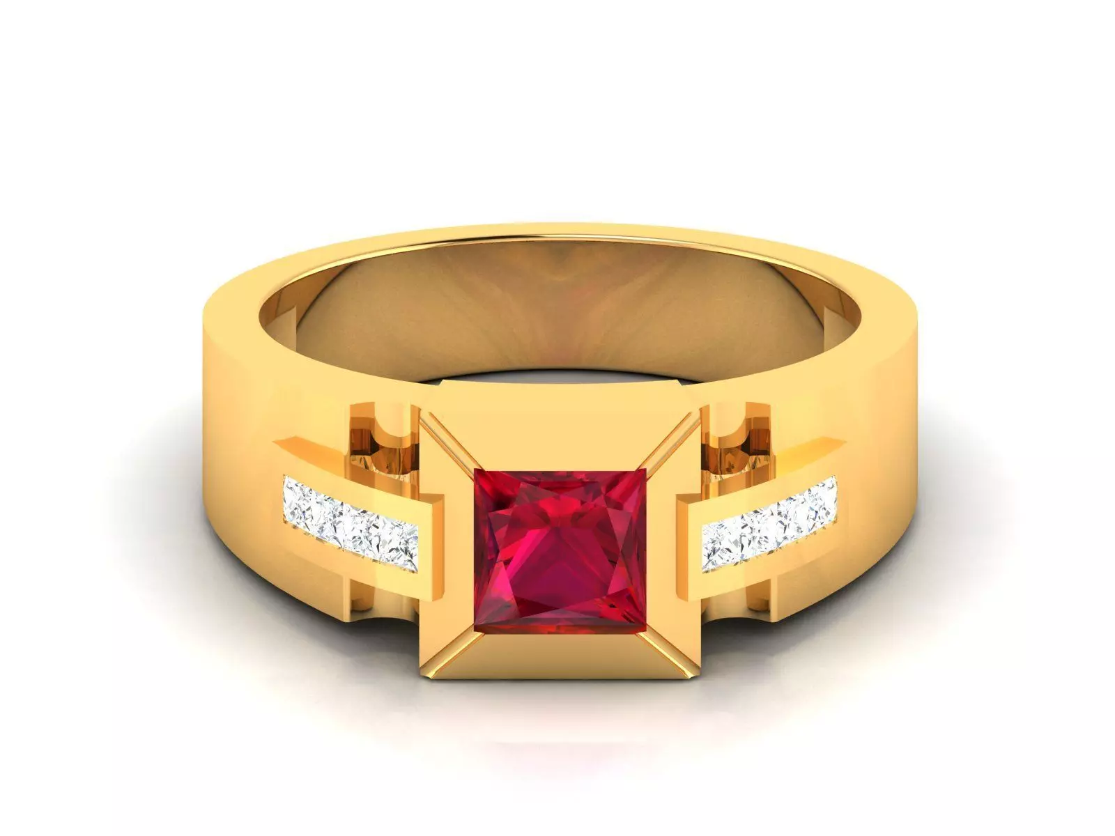 Solitaire Engagement Wedding Princess Ring 3D print model_0