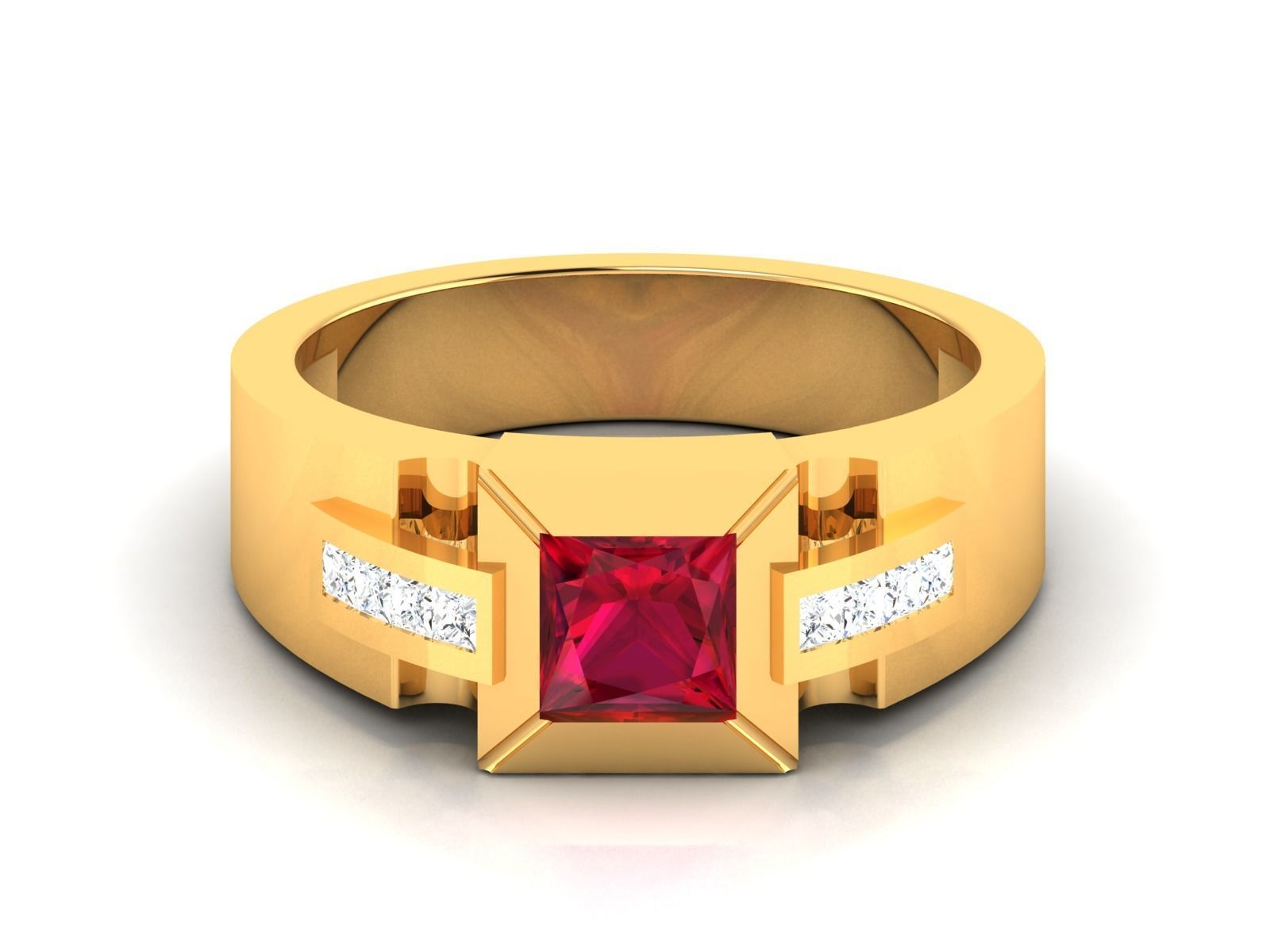 Solitaire Engagement Wedding Princess Ring 3D print model_8