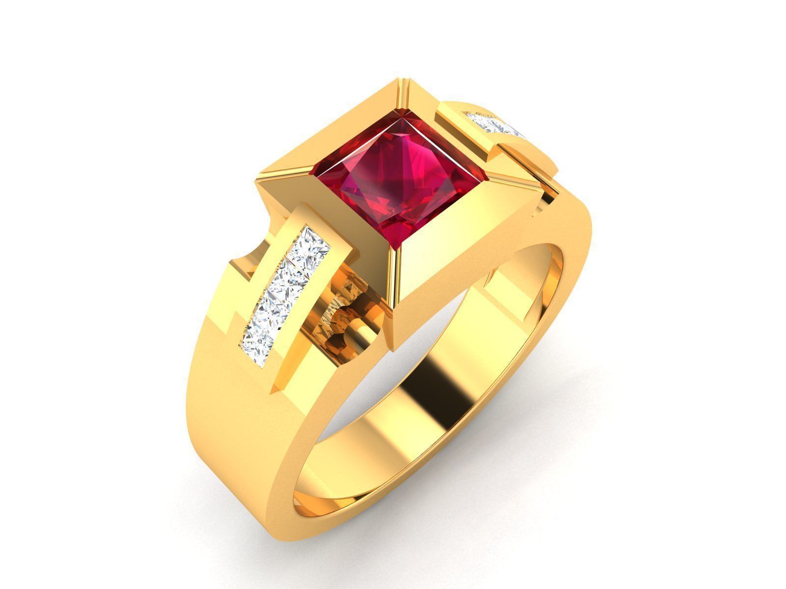 Solitaire Engagement Wedding Princess Ring 3D print model_1