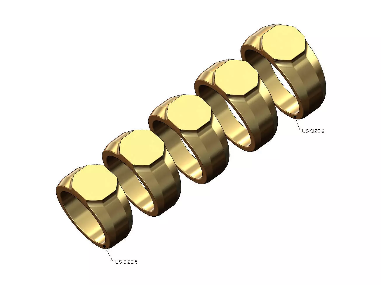 Octagonal signet ring US sizes 5to9 3D model 3D printable | CGTrader