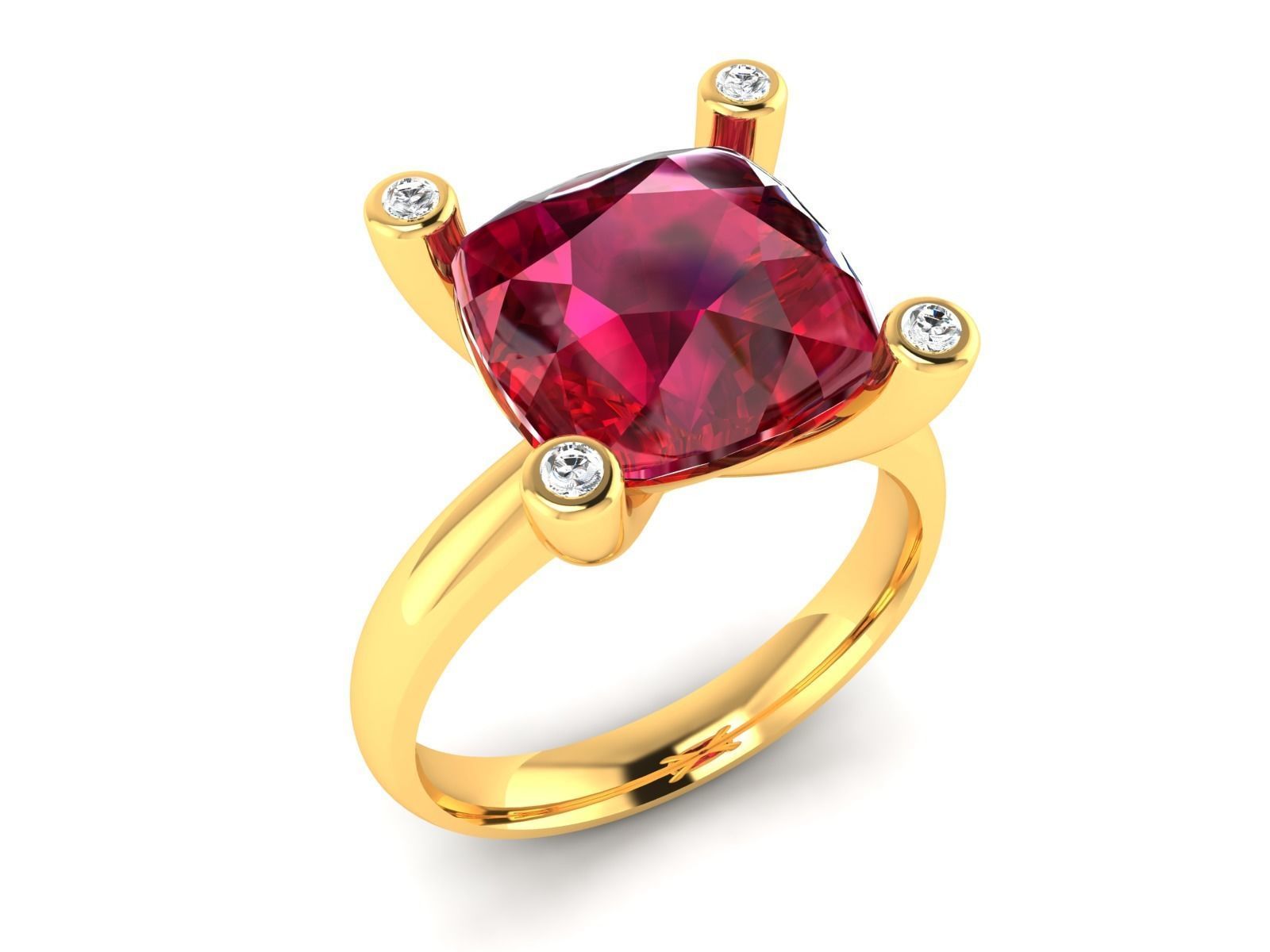 Solitaire Engagement Wedding Women Princess Ring 3D print model_6