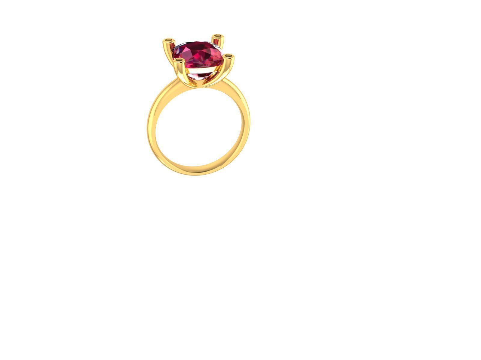 Solitaire Engagement Wedding Women Princess Ring 3D print model_2