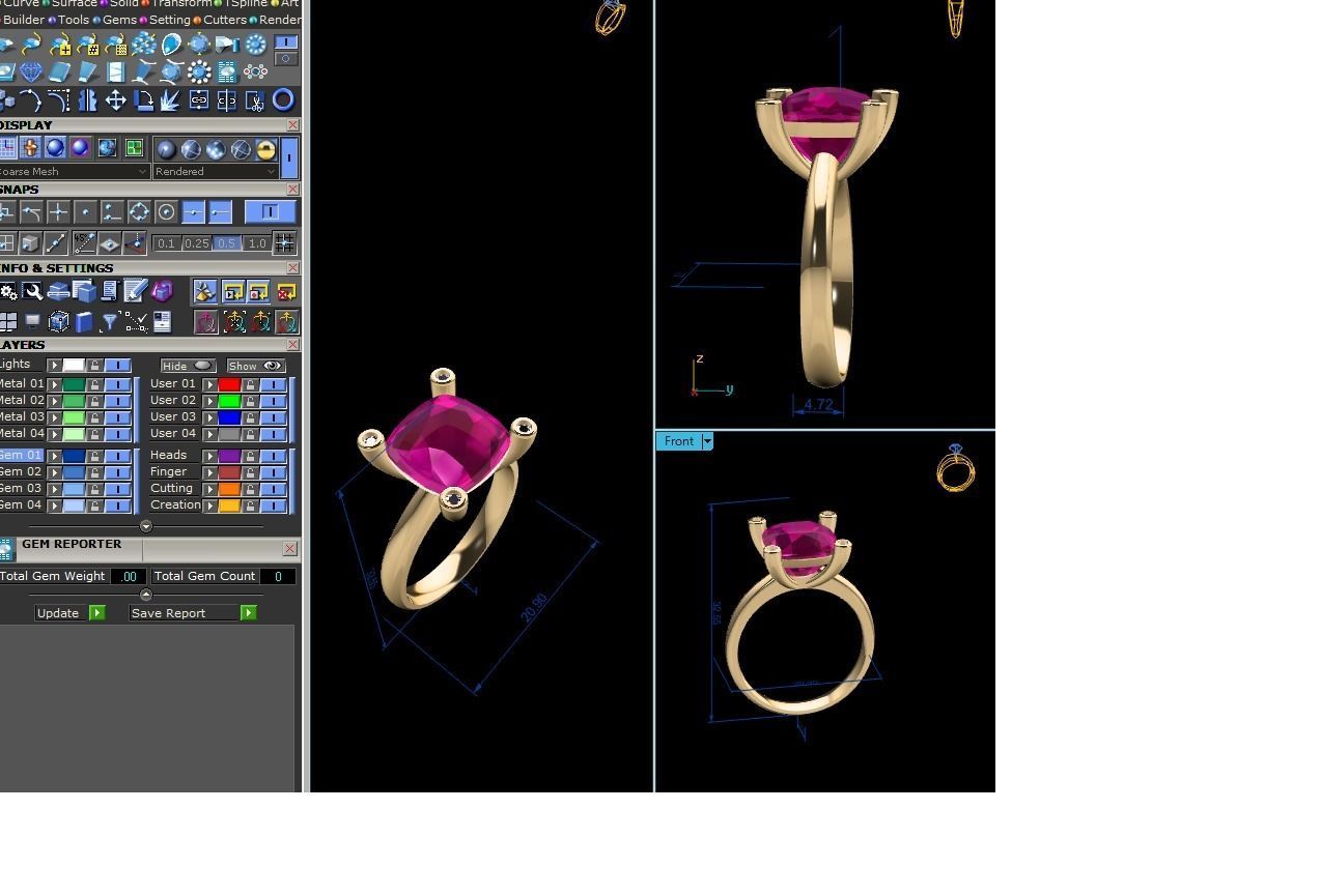 Solitaire Engagement Wedding Women Princess Ring 3D print model_5
