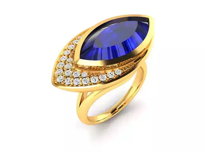 Solitaire Engagement Wedding Women Marquise Ring 3D print model