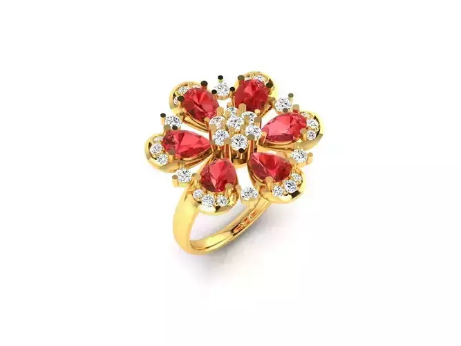 Solitaire Engagement Wedding Pear Stone Ring 3D print model