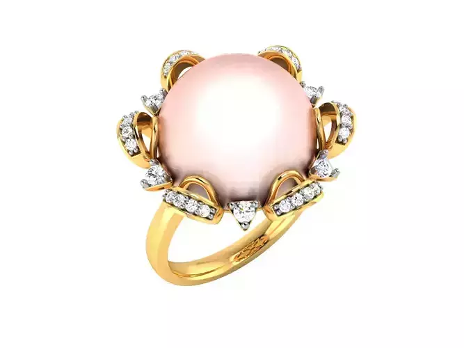 Solitaire Engagement Wedding Opal Stone Ring 3D print model