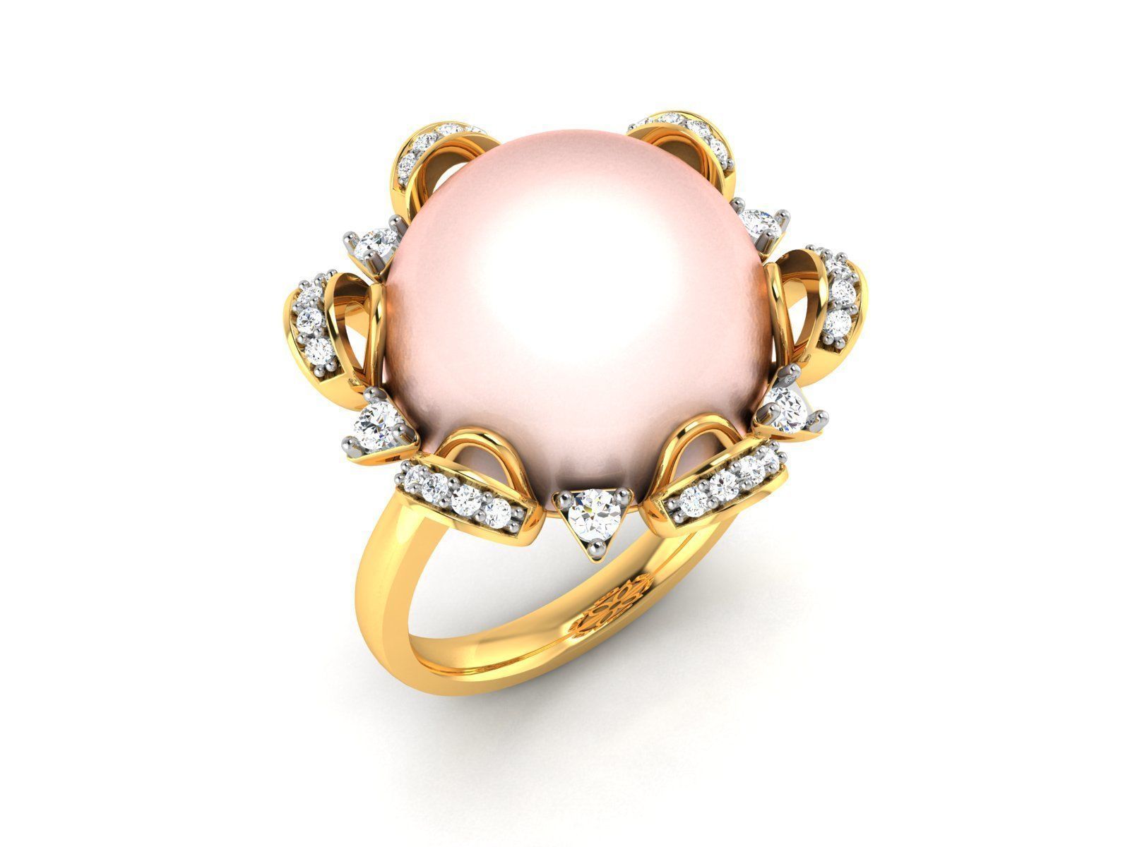 Solitaire Engagement Wedding Opal Stone Ring 3D print model_1