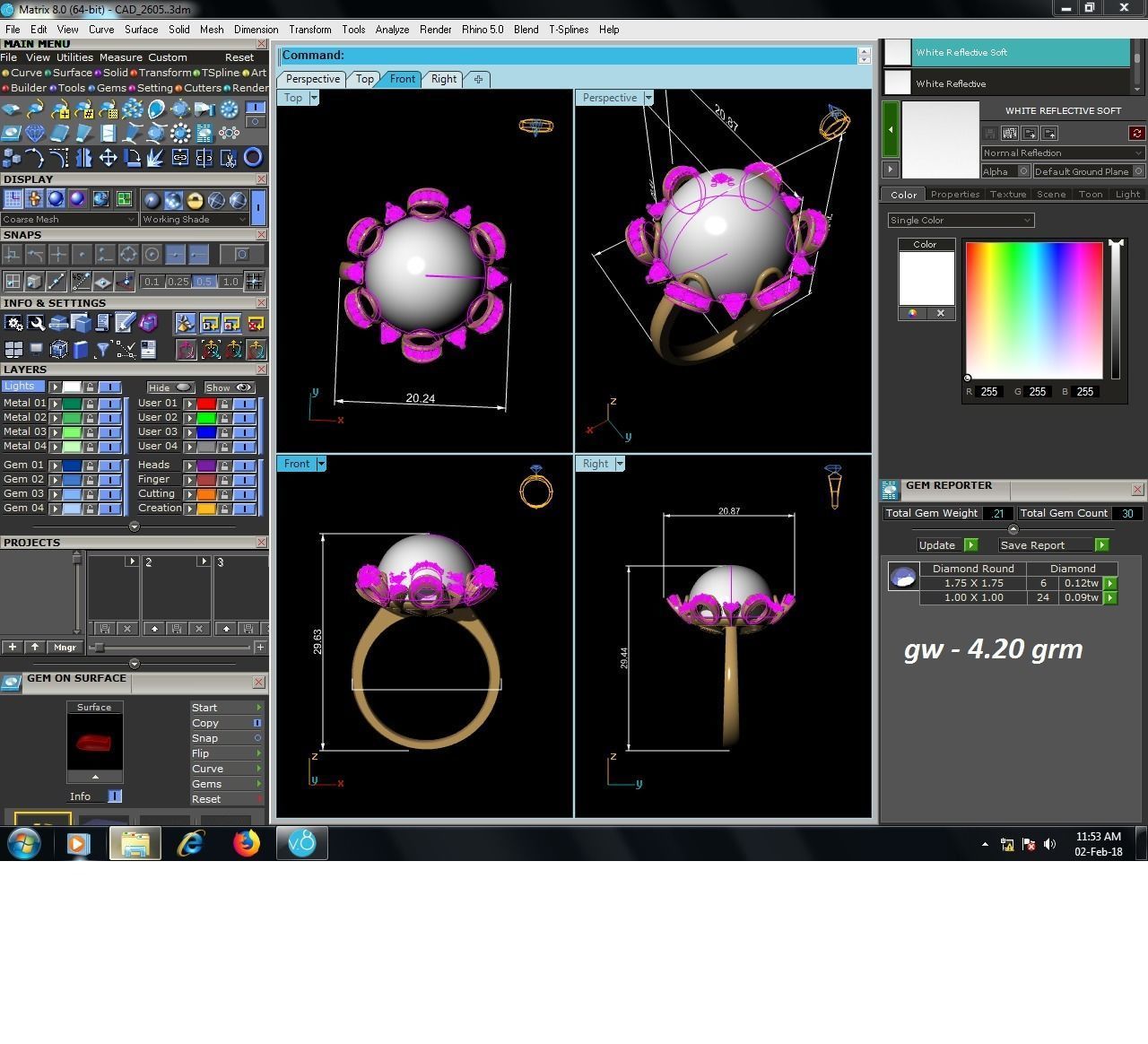 Solitaire Engagement Wedding Opal Stone Ring 3D print model_5