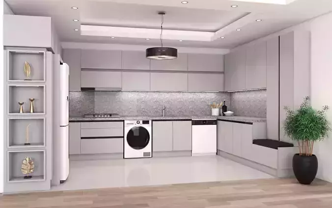 Kitchen modern with cabinets and appliances